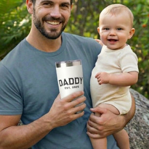 Daddy Dad Established Bold Black New Dad Gift Insulated Tumbler