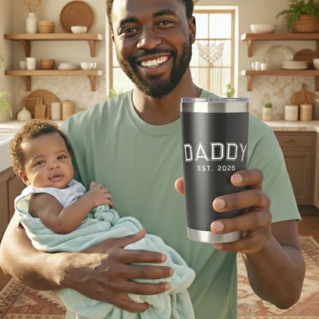 Daddy Dad Established Bold White New Dad Gift Insulated Tumbler (Creator Uploaded)