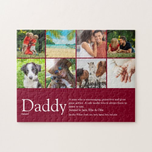 Daddy Dad Father Definition 6 Photo Fun Burgundy Jigsaw Puzzle