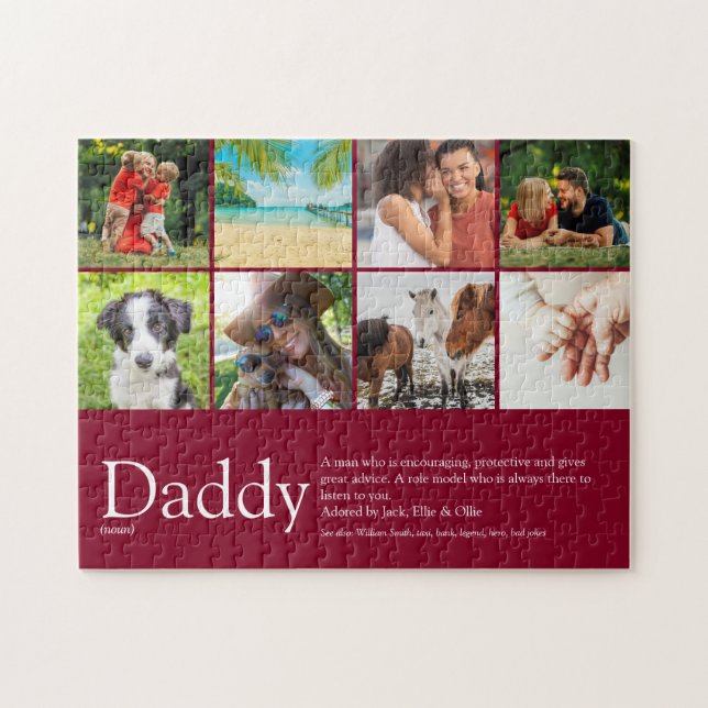 Daddy Dad Father Definition 6 Photo Fun Burgundy Jigsaw Puzzle (Horizontal)