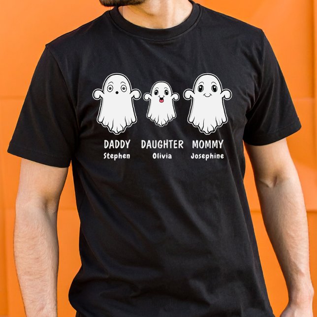 Daddy Daughter And Mommy 3 Person Ghost Family T-Shirt (Disclaimer: This image is a digital mockup.)