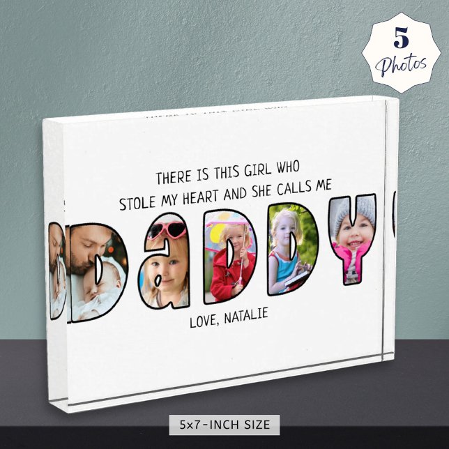 DADDY Daughter Saying 5 Photo Collage Block (Creator Uploaded)