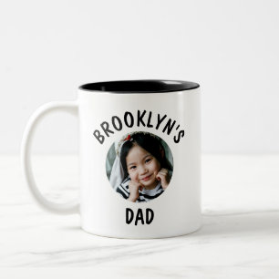 Daddy Daughter Trendy Personalized Photo and Name Two-Tone Coffee Mug