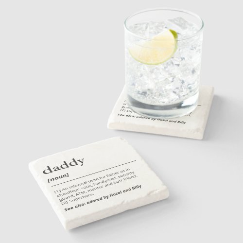 Daddy definition custom kids names father gift stone coaster