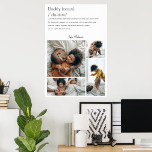 Daddy Definition Personalized 4 photo collage Poster