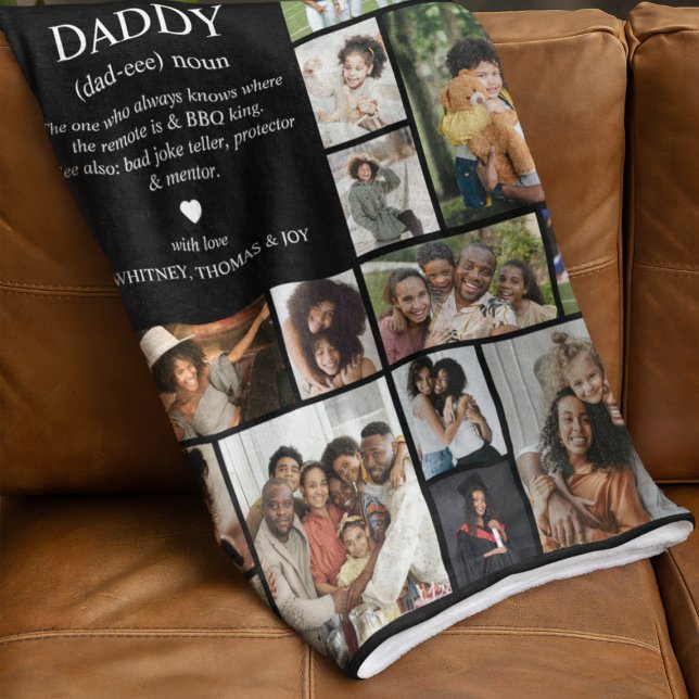 Daddy Definition Photo Collage Fleece Blanket (Creator Uploaded)