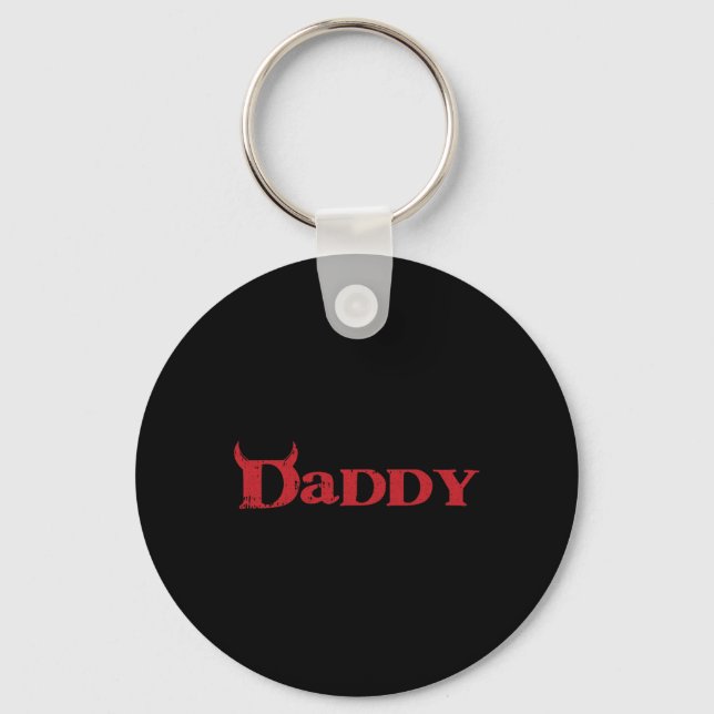 Daddy Devil Horn Lazy Halloween Costume Gothic Pap Keychain (Front)