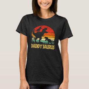 Daddy Dinosaur Daddysaurus 2 kids Fathers Day  For T-Shirt