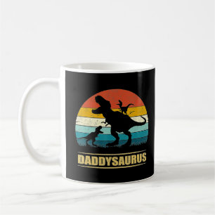 Daddy Dinosaur Daddysaurus 2 kids Father's Day Gif Coffee Mug