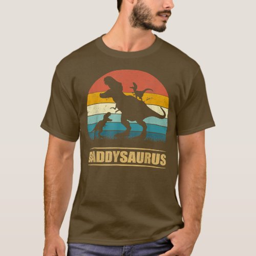 Daddy Dinosaur Daddysaurus 2 kids Fathers Day Gif T_Shirt
