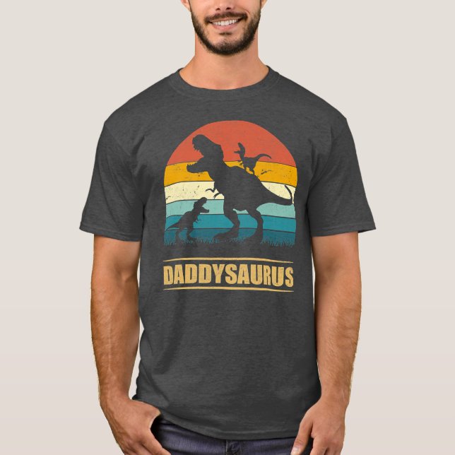 Daddy Dinosaur Daddysaurus 2 Kids Father's Day T-Shirt (Front)