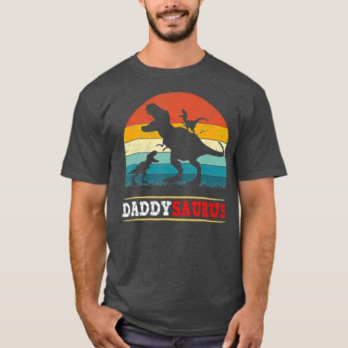 Daddy Dinosaur Daddysaurus 2 Kids Fathers Day T_Shirt