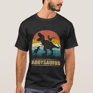 Daddy Dinosaur Daddysaurus 2 kids Father's Day  T-Shirt