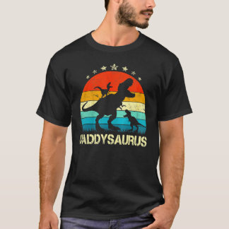 Daddy Dinosaur Daddysaurus 2 Two Kids Christmas Fo T-Shirt