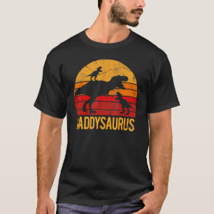 Daddy Dinosaur Daddysaurus 2 Two Kids Father Day T-Shirt