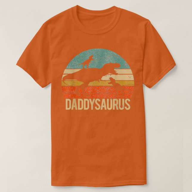 Daddy Dinosaur Daddysaurus 2 Two kids Gift For Dad T-Shirt (Design Front)