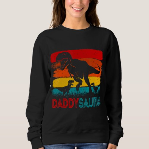 Daddy Dinosaur Daddysaurus 2 Two kids Xmas Men Fat Sweatshirt