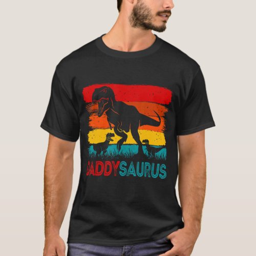 Daddy Dinosaur Daddysaurus 2 Two kids Xmas Men Fat T_Shirt