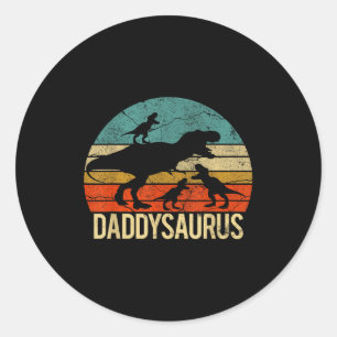 Daddy Dinosaur Daddysaurus 3 Three Kids Xmas Chris Classic Round Sticker