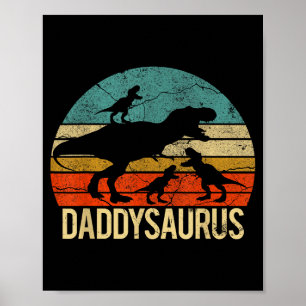Daddy Dinosaur Daddysaurus 3 Three Kids Xmas Chris Poster