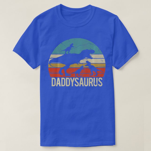 Daddy Dinosaur Daddysaurus 3 three Kids xmas chris T-Shirt (Design Front)