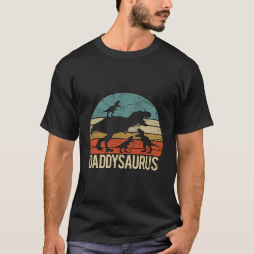 Daddy Dinosaur Daddysaurus 3 Three T_Shirt
