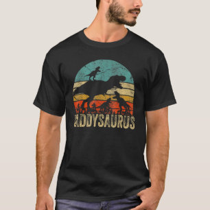 Daddy Dinosaur Daddysaurus 3 Two Kids Christmas Fa T-Shirt