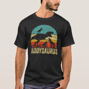 Daddy Dinosaur Daddysaurus 3 Two Kids Father's Day T-Shirt