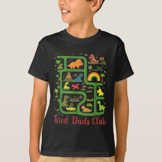 Daddy Dinosaur Dino Land Map Tired Dads Club T-Shirt