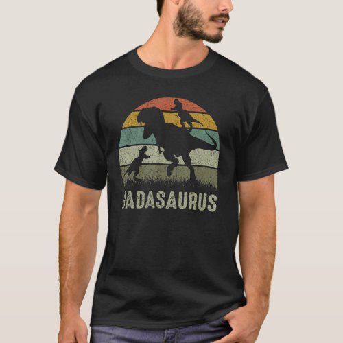 Daddy Dinosaur Rex Dadasaurus 2 Kids Family Matchi T_Shirt