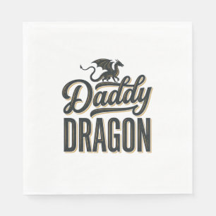 Daddy Dragon Vintage Engraving Shirt Design_1 Napkins