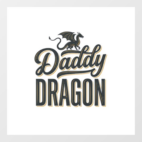 Daddy Dragon Vintage Engraving Shirt Design_1 Window Cling