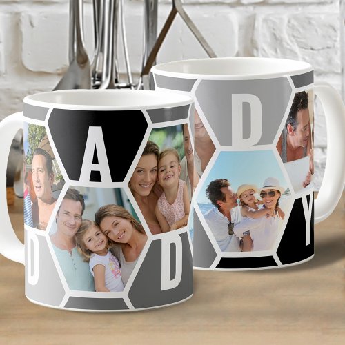 Daddy Editable 5 Photo 5 Letter Honeycomb Coffee Mug