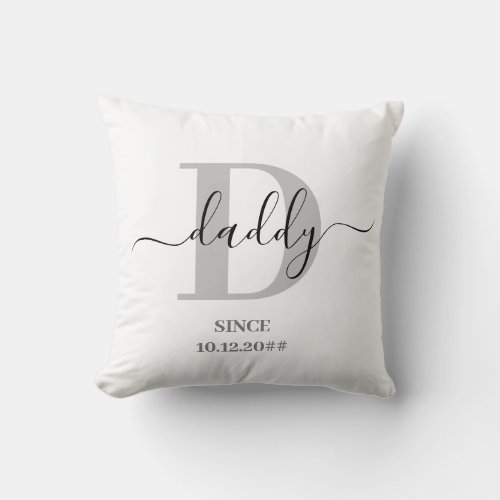 Daddy Elegant Script Monogram Throw Pillow