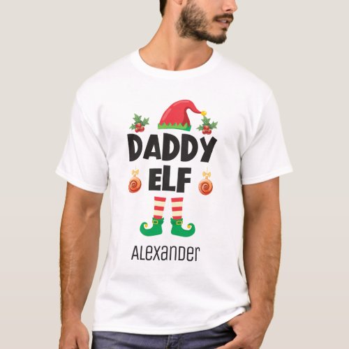 Daddy elf family matching christmas outfit name T_Shirt