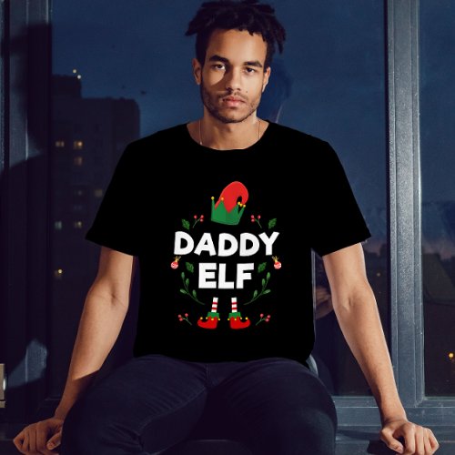 Daddy elf family matching christmas outfit name T_ T_Shirt