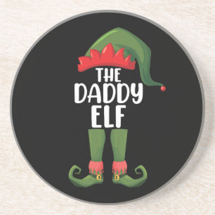 Daddy Elf Family Matching Group Christmas Dad Coaster