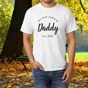 Daddy Est Year Black New Baby Announcement T-Shirt