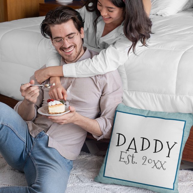Daddy & Establish Date Custom Throw Pillow (Creator Uploaded)