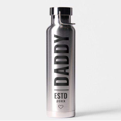 Daddy Established  Custom Date Trendy Modern Water Bottle