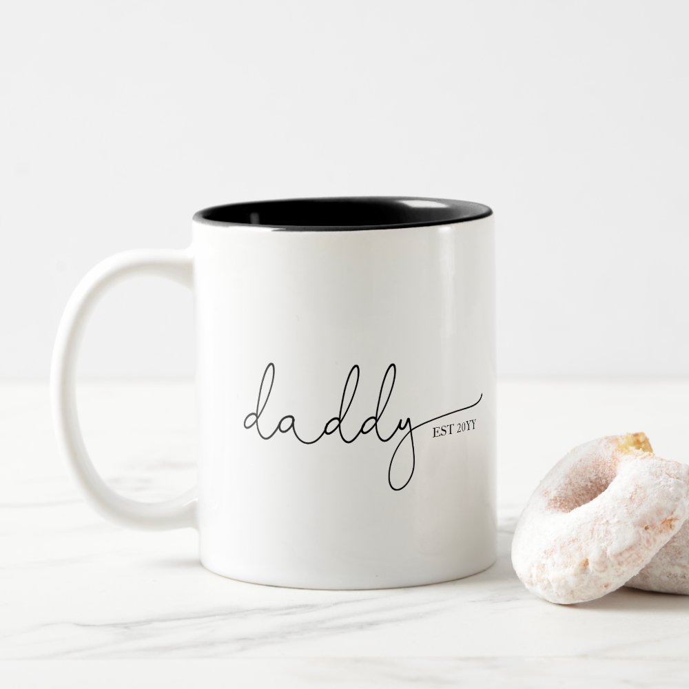 Discover Daddy Established Dad Gift Two-Tone Coffee Mug