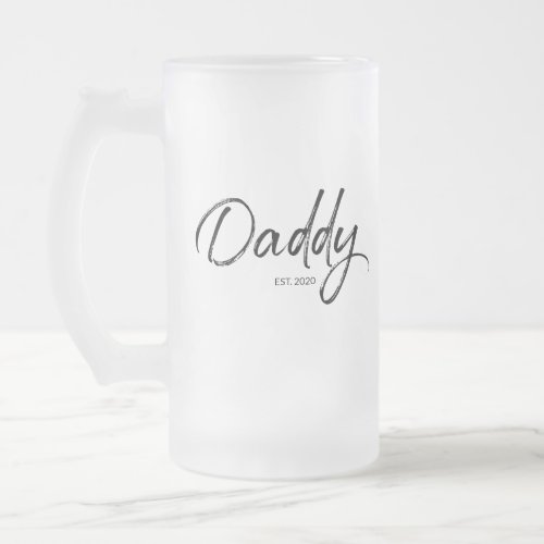 Daddy Established Year Custom Fathers day Frosted Glass Beer Mug