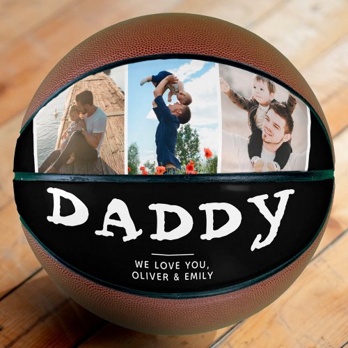 Daddy Father Family 3 Photo Collage Black Keepsake Basketball