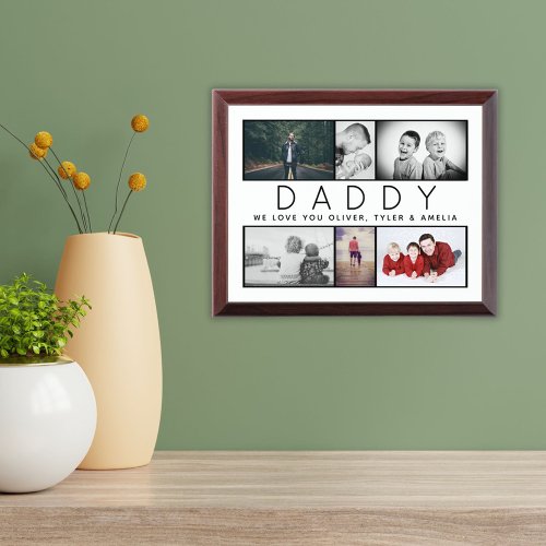 Daddy Fathers day Custom 6 Photo Collage Award Plaque