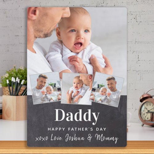 DADDY Fathers Day 4 Photo Collage Chalkboard Plaq Plaque
