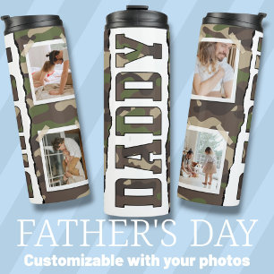 Daddy Father's Day custom photos green Thermal Tumbler