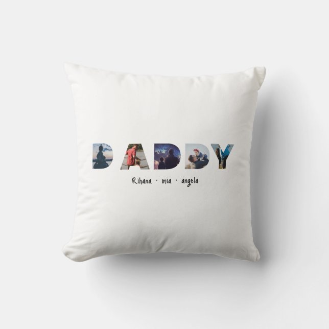 Daddy Father's day personalized photo gift  Throw Pillow (Front)