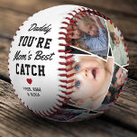 Daddy Father's Day Photo Baseball<br><div class="desc">Cute fathers day baseball gift featuring the saying "daddy you're mom's best catch",  a red heart,  and the kids names. Plus 12 photos for you to customize with your own to make this an extra special dad gift.</div>