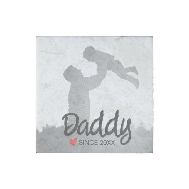 Daddy, first fathers day, first happy father stone magnet (Front)