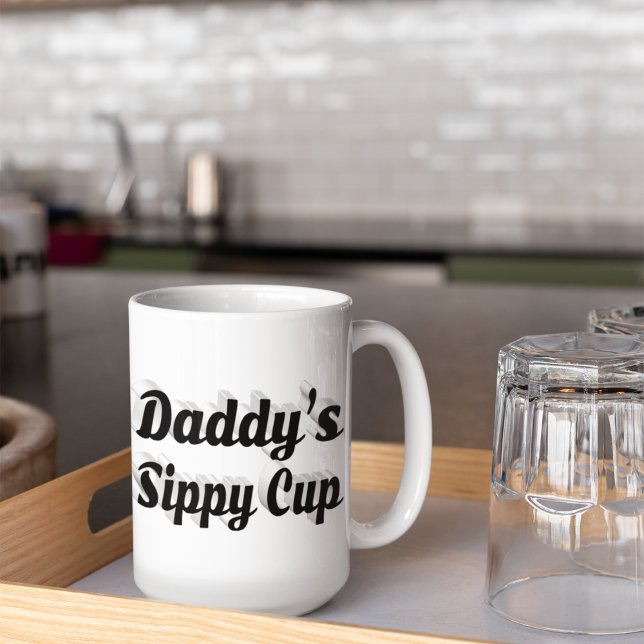 Daddy funny coffee quote black half text giant coffee mug (Creator Uploaded)